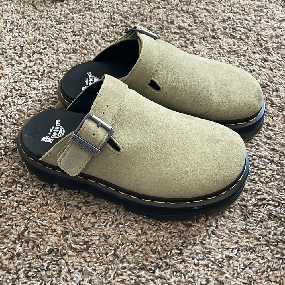 Brand new Doc Martens Zebzag Suede Slingback Platform Mules